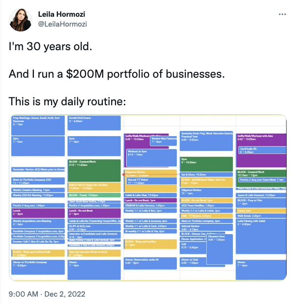 millionaire shares her calendar