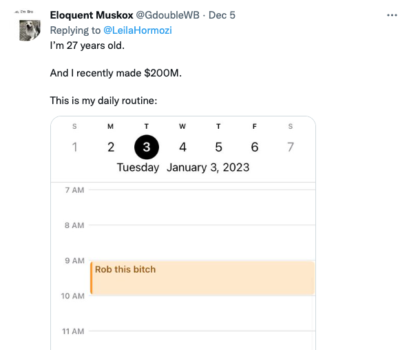 millionaire shares her calendar