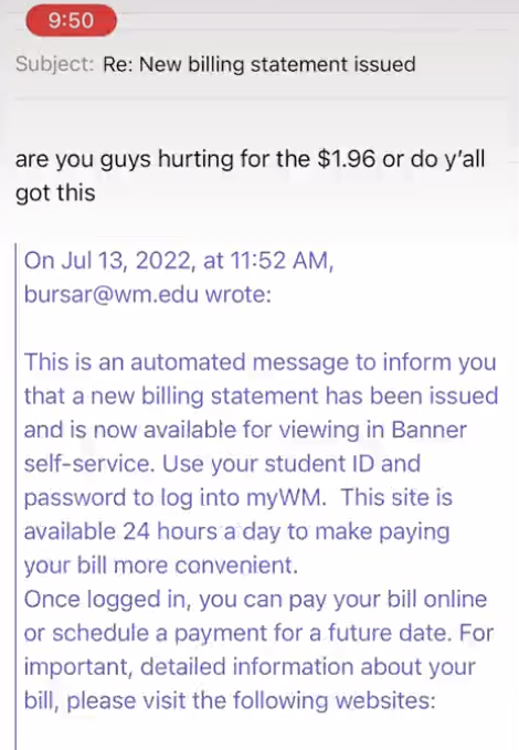 university keeps asking student for $2