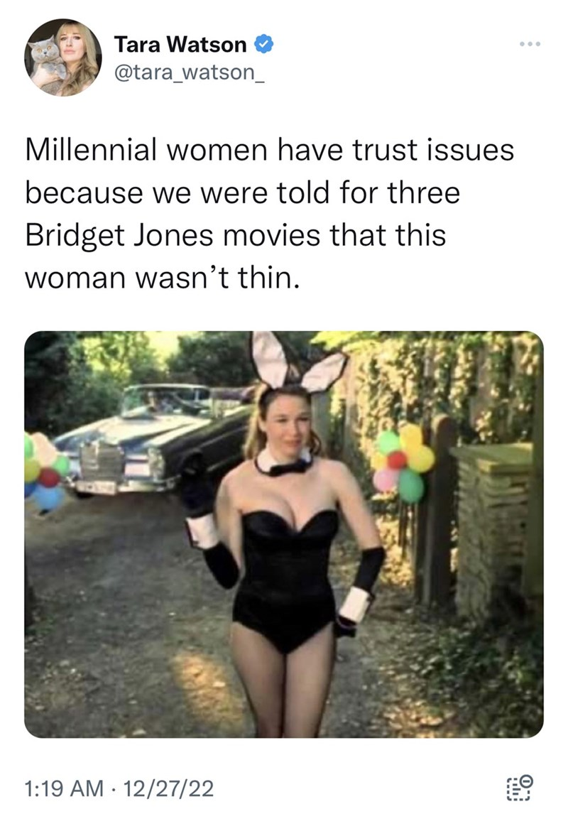 millennials beauty standards bridgett jones diary tweet