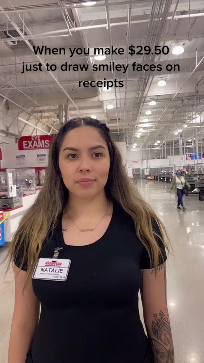 Costco worker tiktok paid $30 for smiley faces
