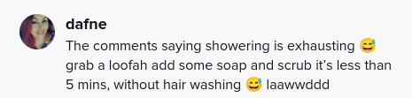 woman shares why she only showers twice a week
