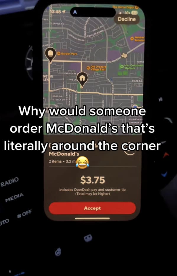 DoorDash driver eats a customer's order on TikTok after getting a