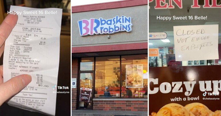 ‘Now my daughter’s Sweet 16 cake is locked up in there.’ — Customer Finds Baskin Robbins Closed Early Due To Staff Shortage