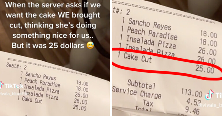 People React To Server Charging Customers $25 Fee Just To Cut A Cake