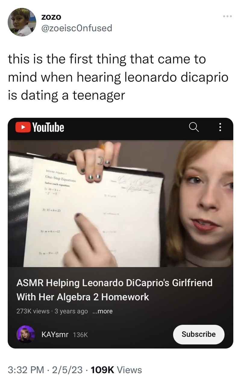 leonardo dicaprio dating a teenager meme - youtube