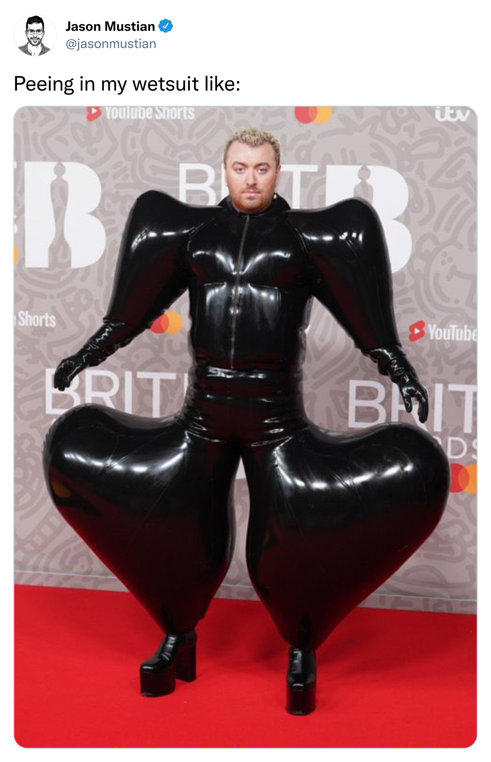 sam smith meme - peeing in wetsuit