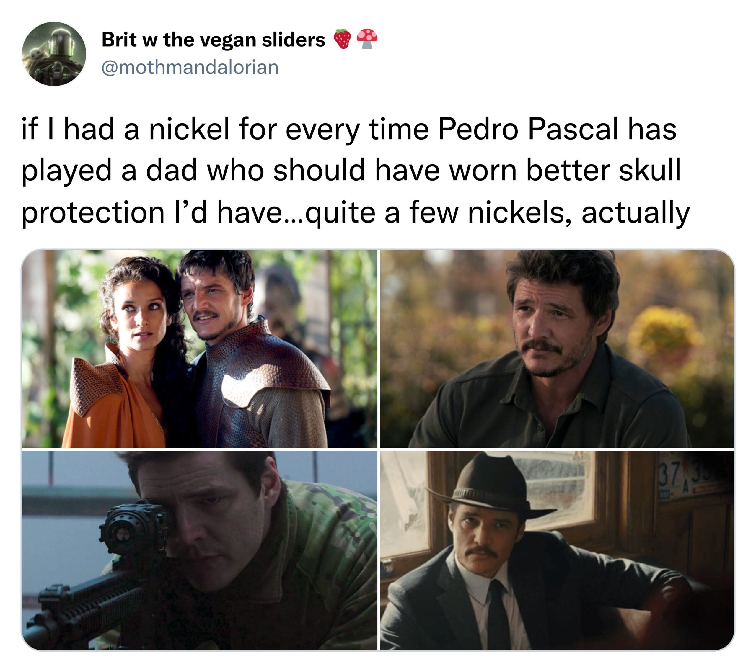 pedro pascal meme - head protection