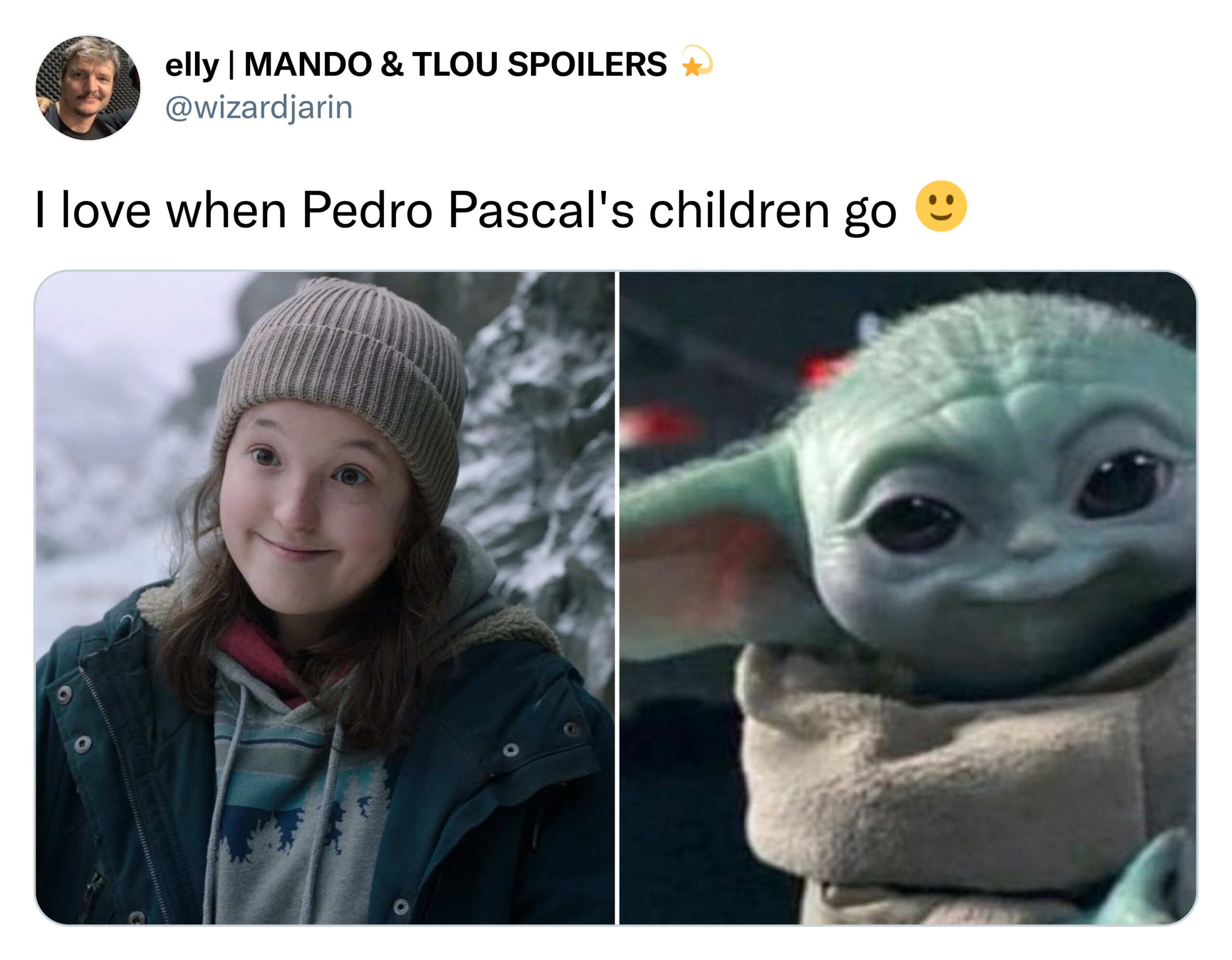 pedro pascal meme - ellie and grogu