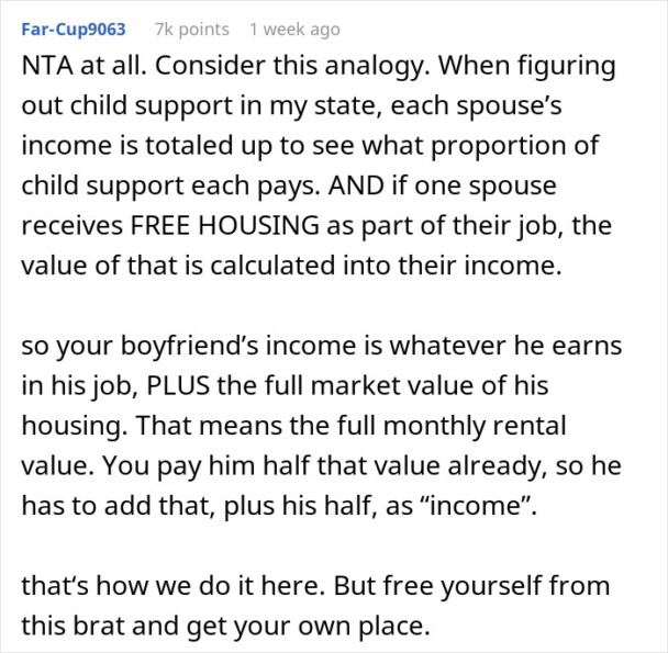 Girlfriend Required To 'Split Rent Proportional To After She