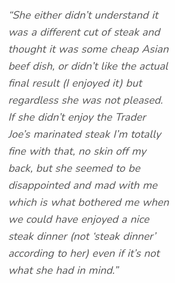 Guy Misunderstands Girlfriend's Request For A Steak Dinner, Asks The