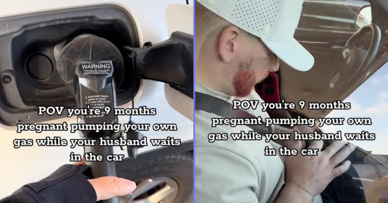 ‘What Did I Do To Deserve This’: Watch A Pregnant Woman Pump Gas While Her Husband Sits In The Car
